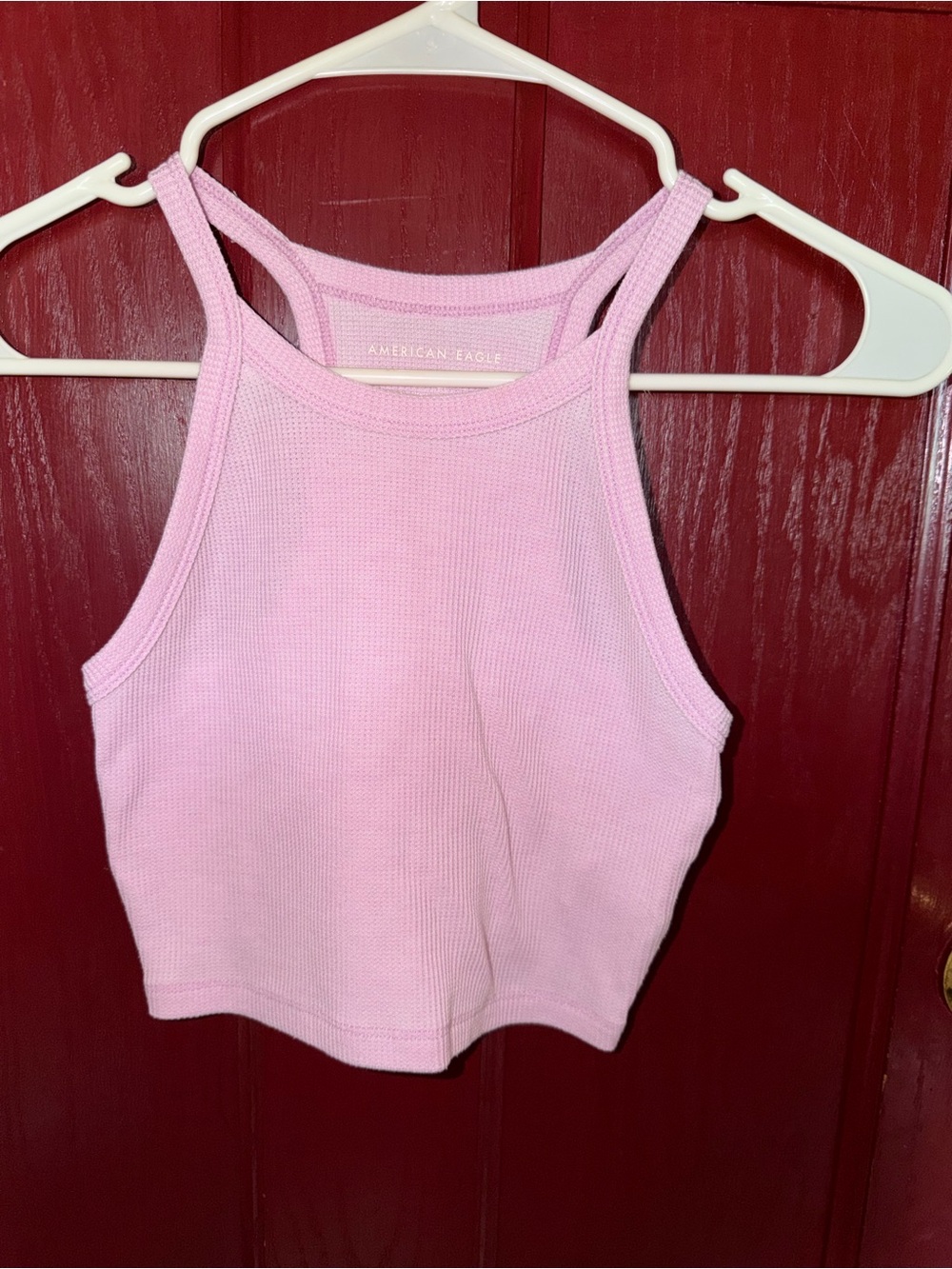 American Eagle Outfitters Light Pink Ribbed Cropped Tank